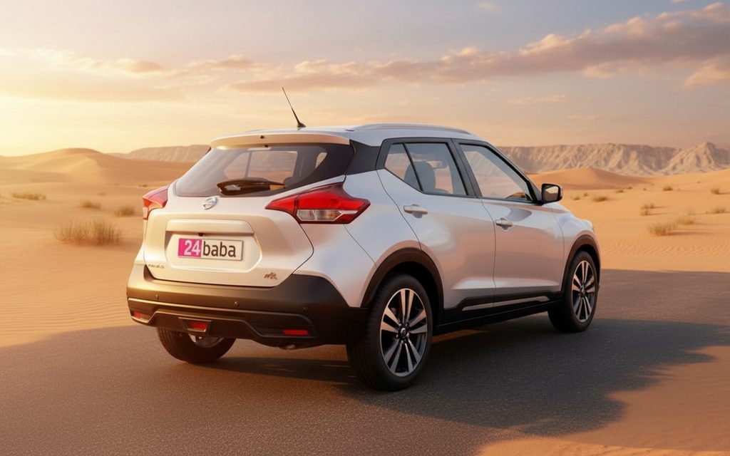 Nissan Kicks 2020 White rear view showing taillights – rental in Dubai