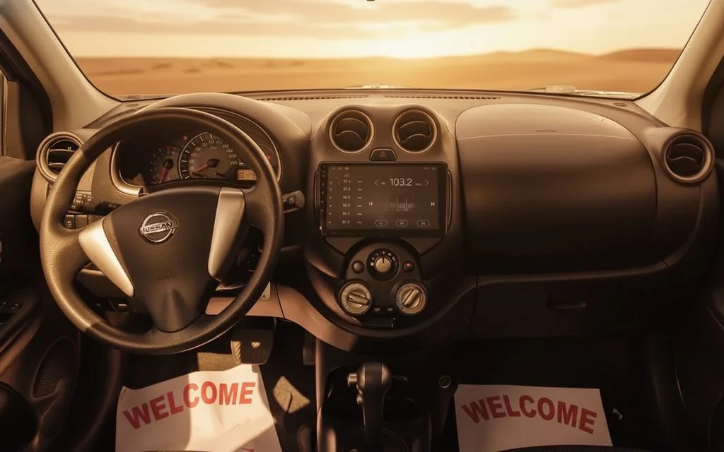 Nissan Micra 2020 interior view showing trim – rental in Dubai