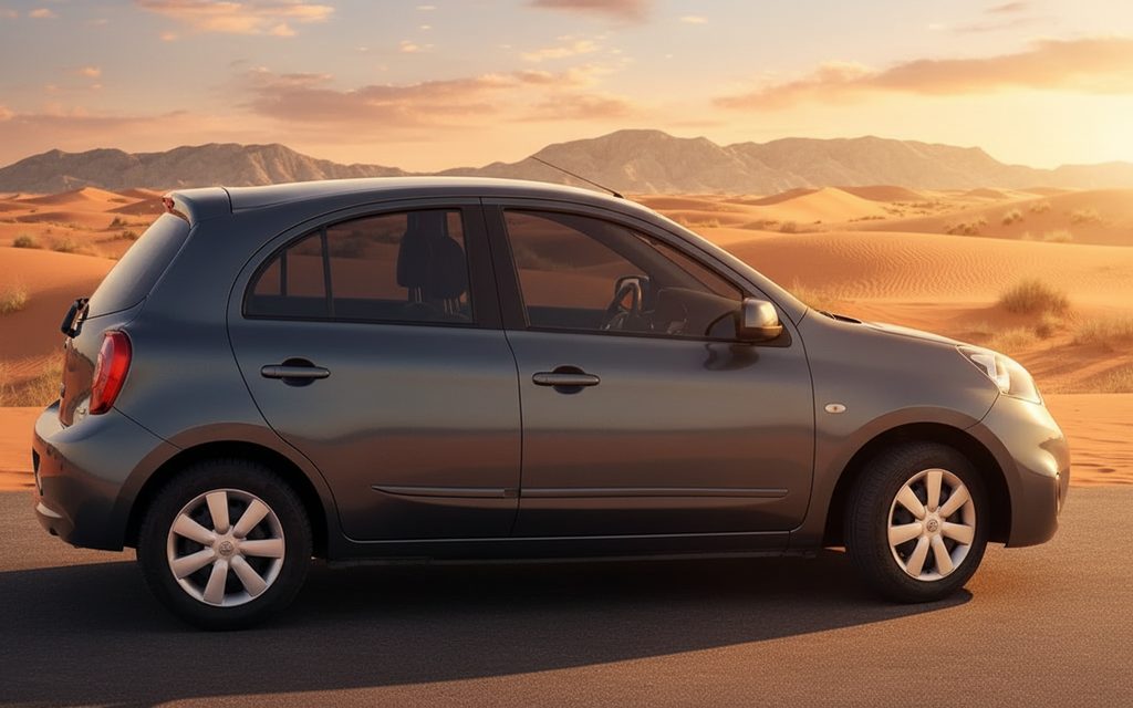 Nissan Micra 2020 Grey side profile – rental in Dubai