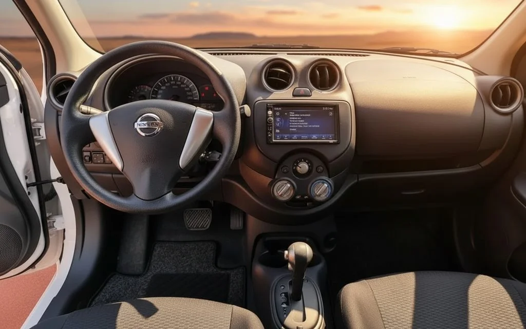 Nissan Micra 2020 interior view showing trim – rental in Dubai