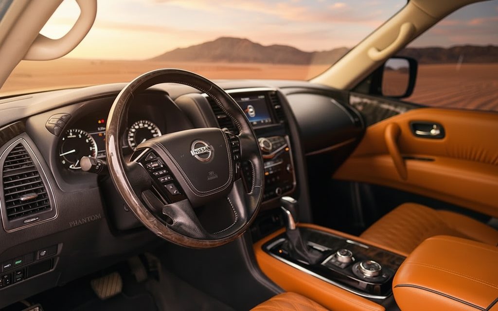 Nissan Patrol 2020 interior view showing trim – rental in Dubai