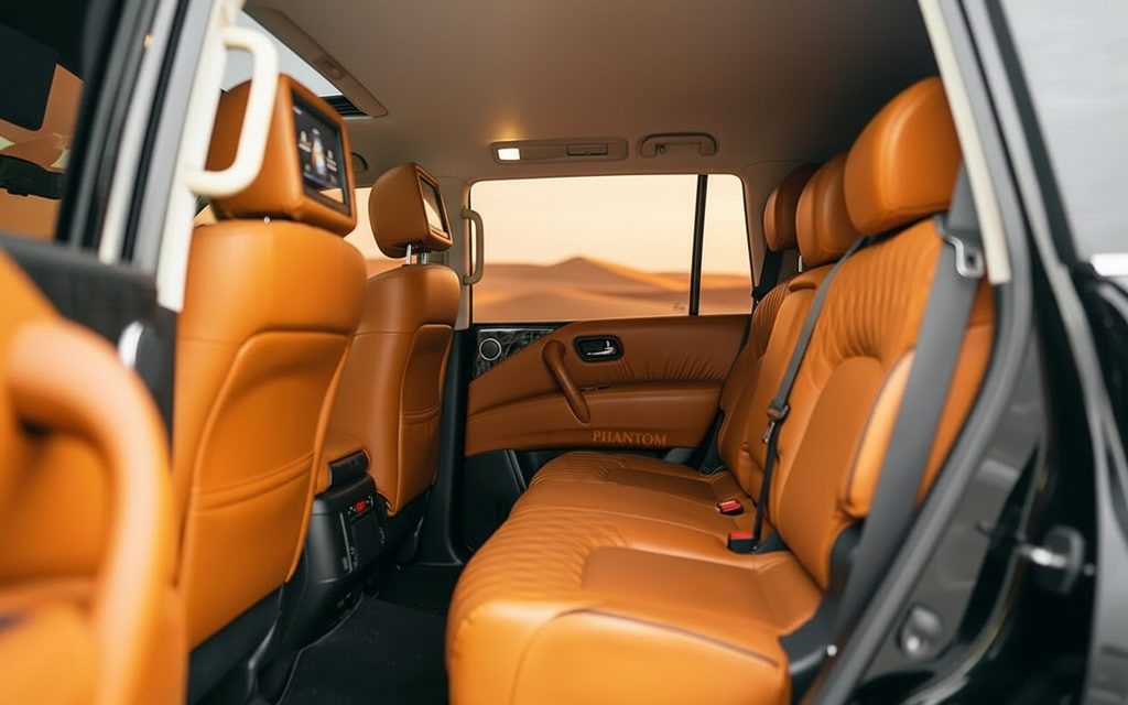 Nissan Patrol 2020 leather seats and cabin – rental in Dubai