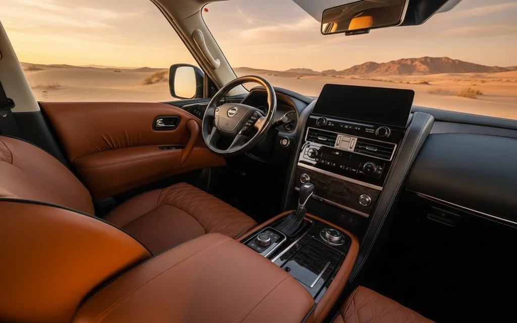 Nissan Patrol 2022 interior view showing trim – rental in Dubai