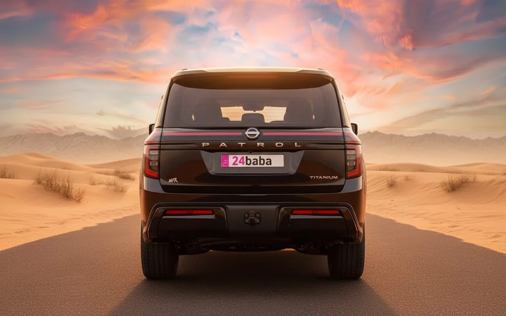 Nissan Patrol 2026 Black rear view showing taillights – rental in Dubai