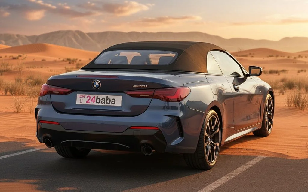 Bmw 420 2025 Blue rear view showing taillights – rental in Dubai