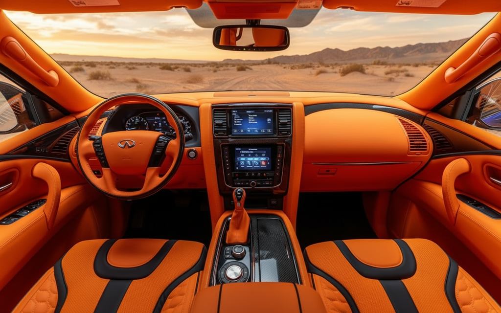 Nissan Patrol 2020 leather seats and cabin – rental in Dubai