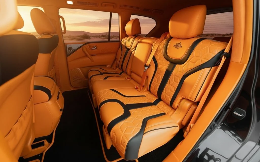 Nissan Patrol 2020 leather seats and cabin – rental in Dubai