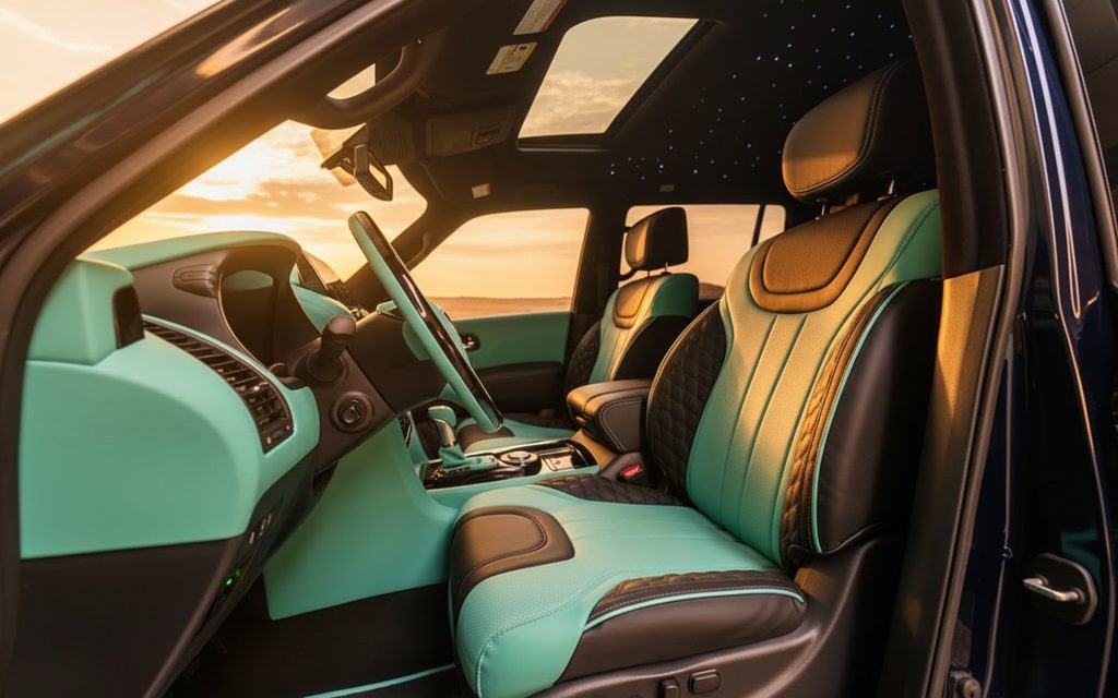 Nissan Patrol 2025 leather seats and cabin – rental in Dubai