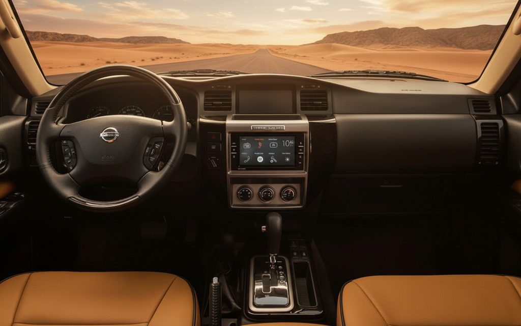 Nissan Patrol 2023 interior view showing trim – rental in Dubai