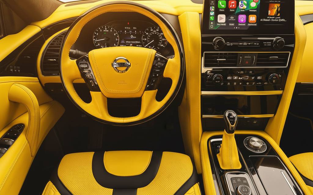 Nissan Patrol 2023 interior view showing trim – rental in Dubai