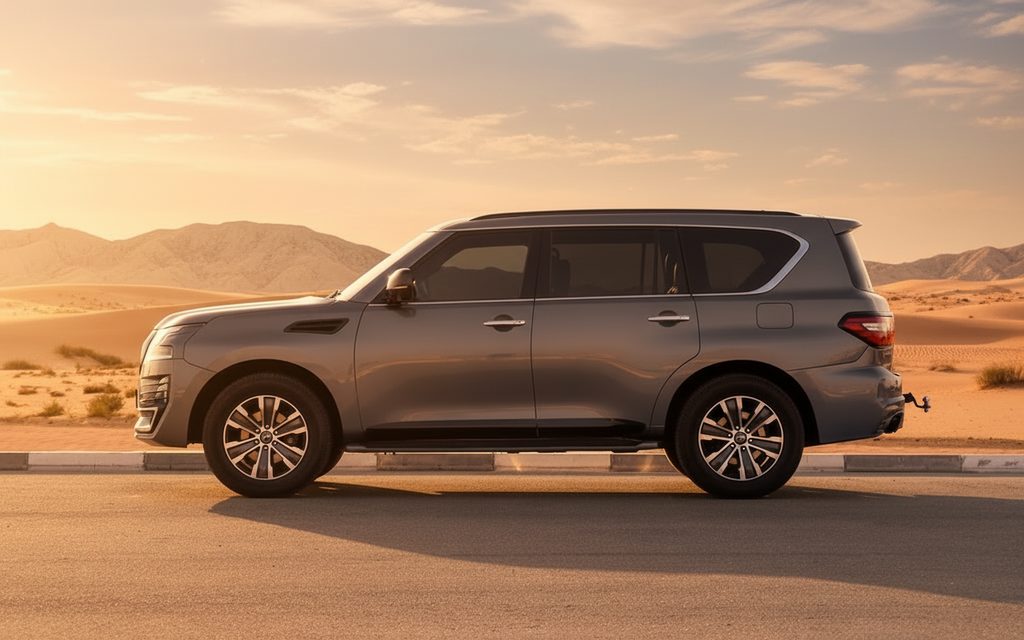 Nissan Patrol 2021 Grey side profile – rental in Dubai