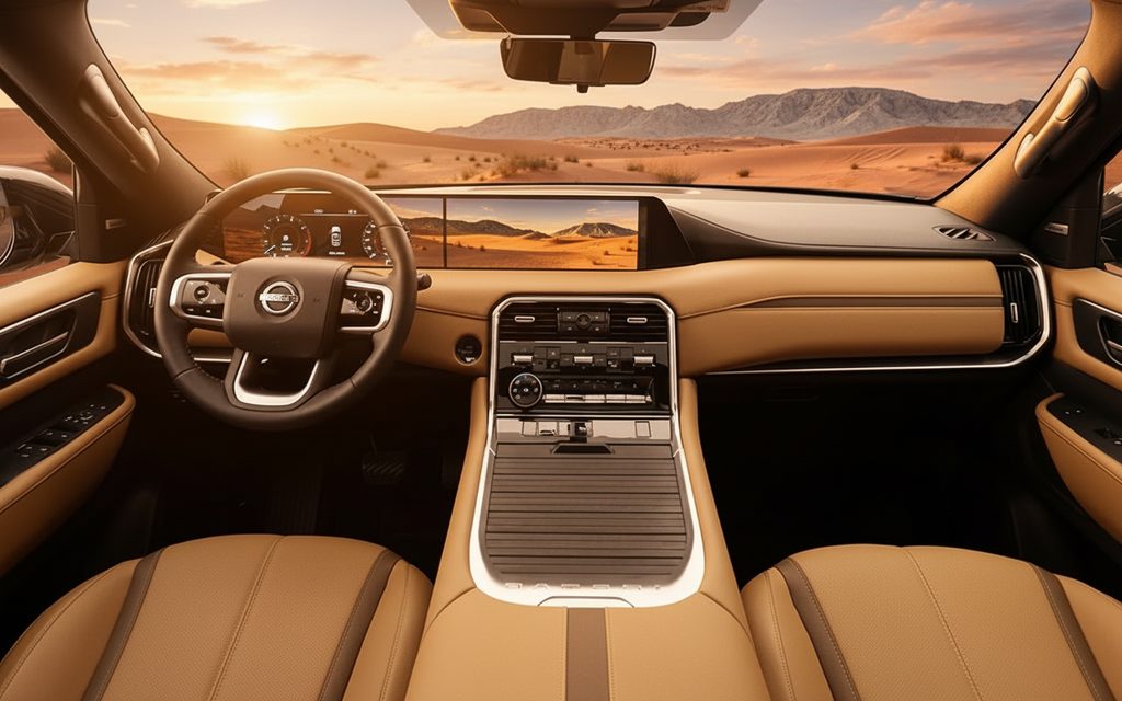 Nissan Patrol 2025 interior view showing trim – rental in Dubai