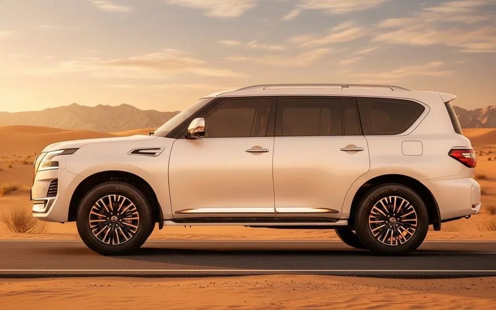 Nissan Patrol 2022 White side profile – rental in Dubai