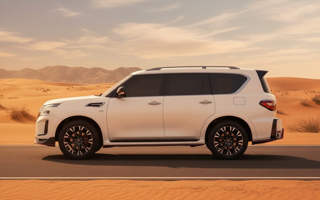 Nissan Patrol 2022 White side profile – rental in Dubai