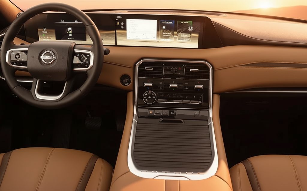 Nissan Patrol 2025 interior view showing trim – rental in Dubai