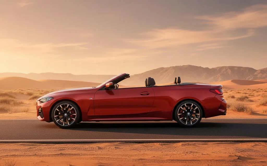 Bmw 420 2025 Red side profile – rental in Dubai