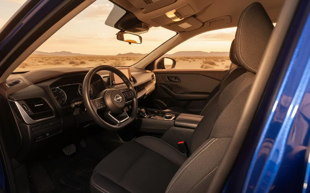 Nissan Rogue 2023 leather seats and cabin – rental in Dubai