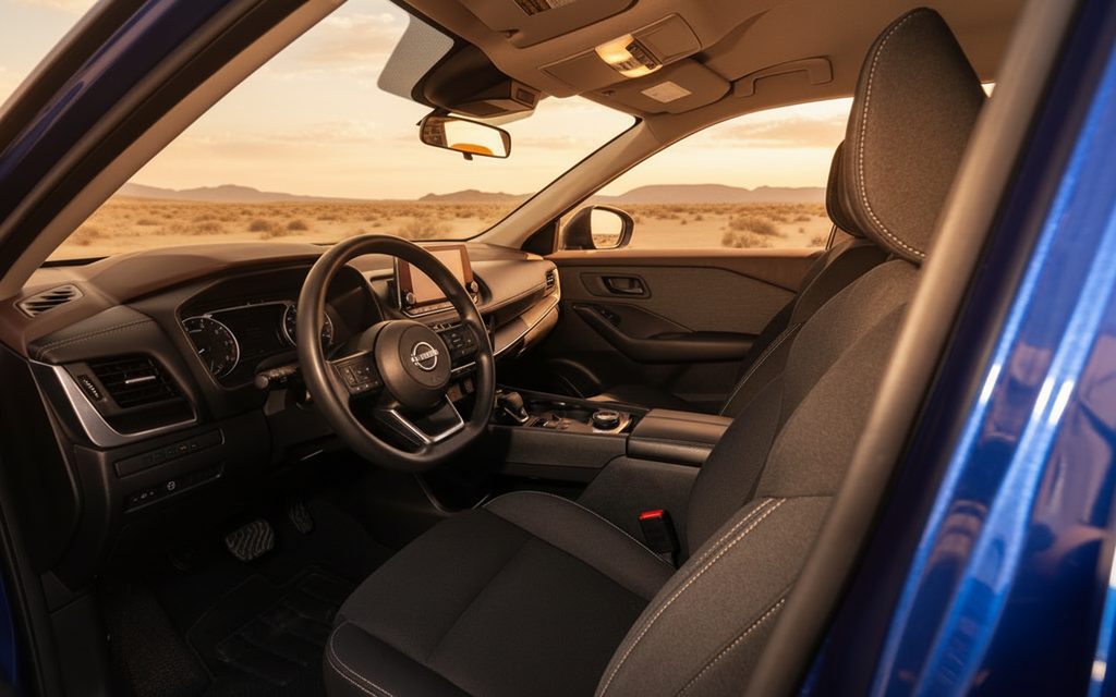 Nissan Rogue 2023 leather seats and cabin – rental in Dubai