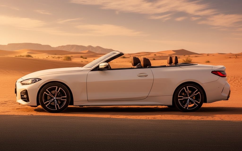 Bmw 420 2023 White side profile – rental in Dubai