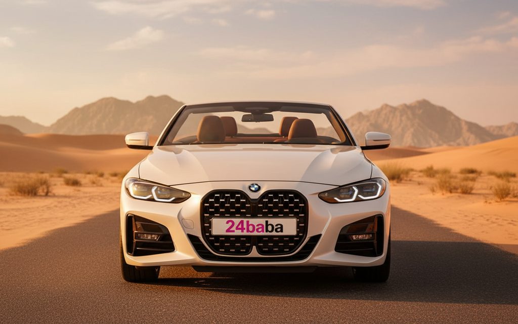 Bmw 420 2023 White front view with headlights – rental in Dubai