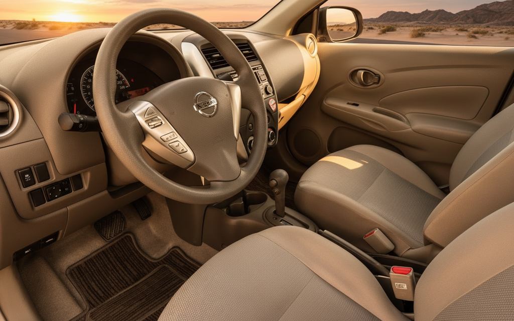 Nissan Sunny 2024 interior view showing trim – rental in Dubai