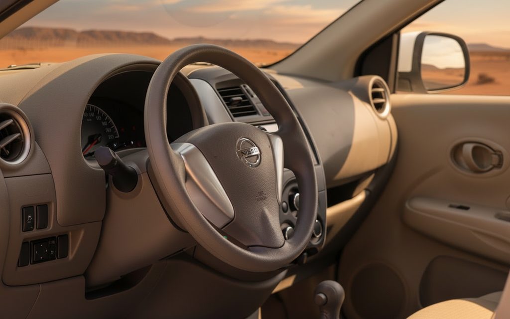 Nissan Sunny 2024 interior view showing trim – rental in Dubai