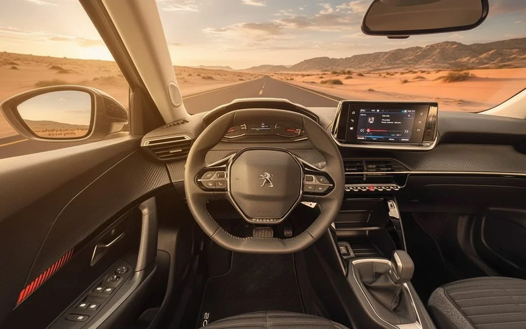 Peugeot 2008 2023 interior view showing trim – rental in Dubai