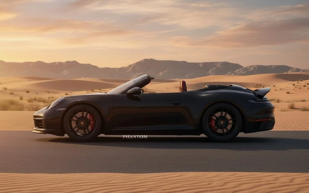 Porsche 911 2023 Black side profile – rental in Dubai