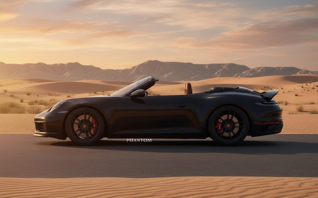 Porsche 911 2023 Black side profile – rental in Dubai