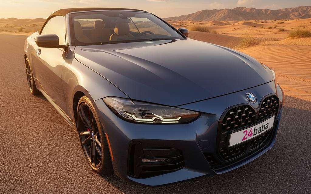 Bmw 430 2024 Blue front view with headlights – rental in Dubai