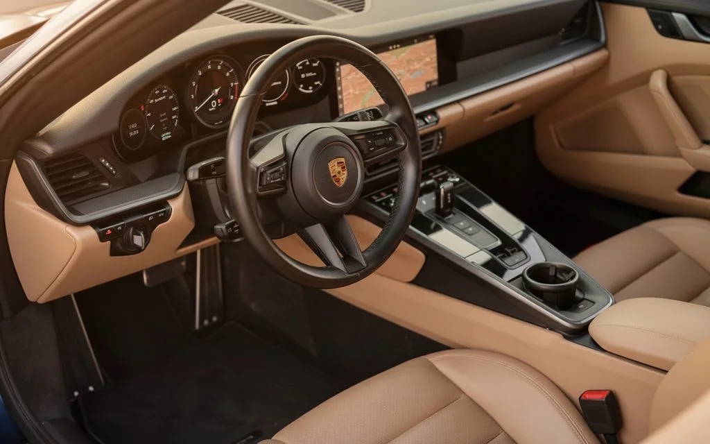 Porsche 911 2021 interior view showing trim – rental in Dubai