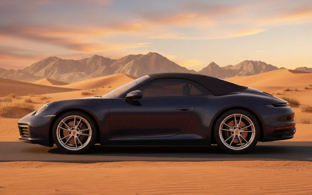 Porsche 911 2021 Blue side profile – rental in Dubai