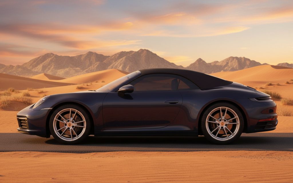 Porsche 911 2021 Blue side profile – rental in Dubai