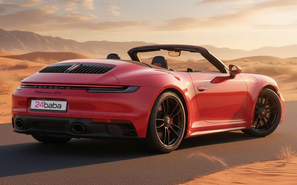 Porsche 911 2023 Red rear view showing taillights – rental in Dubai