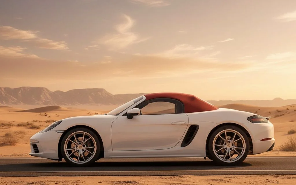 Porsche Boxster 2022 White side profile