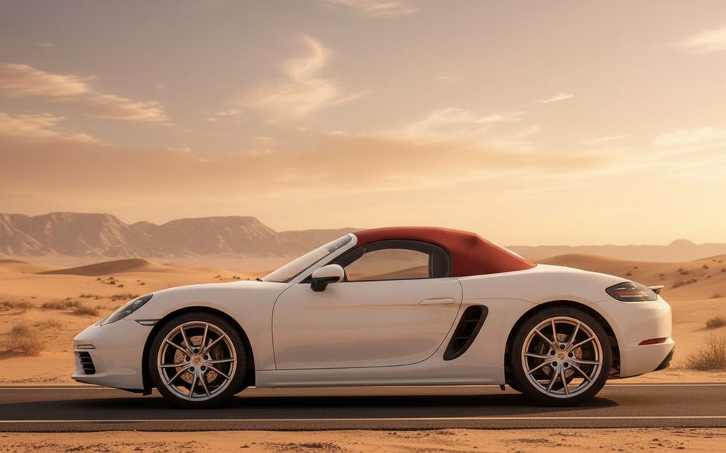 Porsche Boxster 2022 White side profile