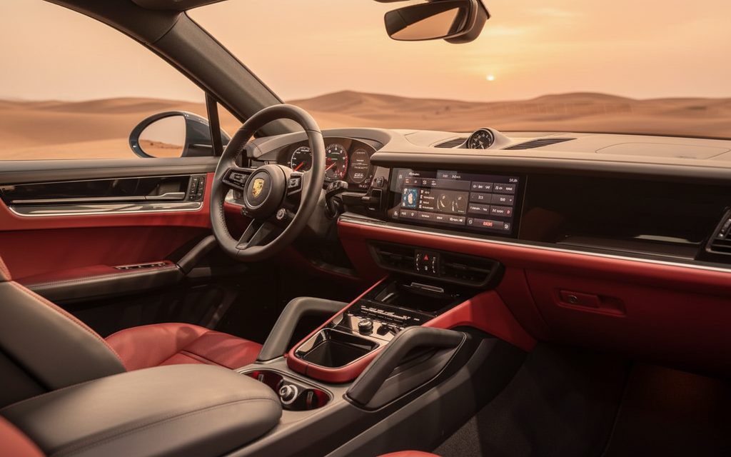 Porsche Cayenne 2024 interior view showing trim – rental in Dubai