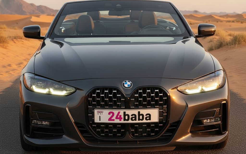 Bmw 430 2023 Grey front view with headlights – rental in Dubai