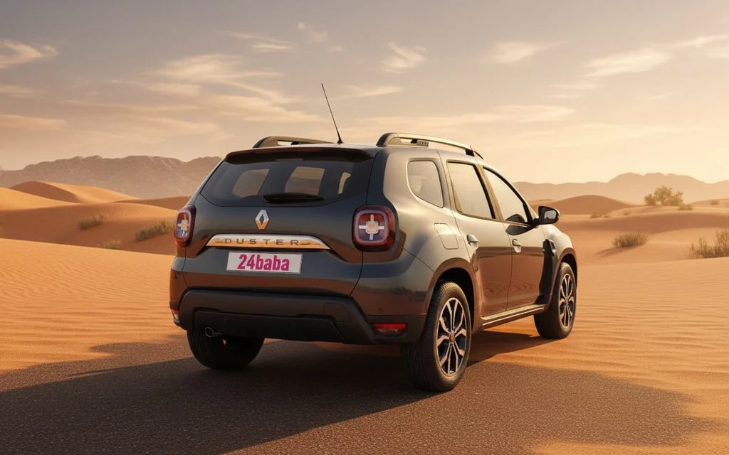 Renault Duster 2025 Grey rear view showing taillights – rental in Dubai