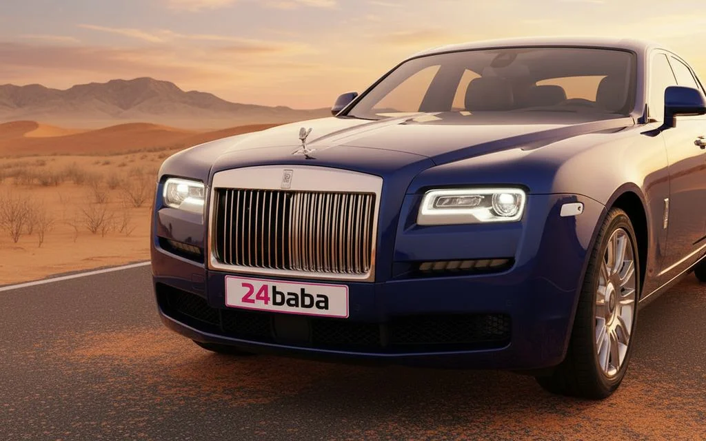 RollsRoyce Cullinan 2025 Blue front view with headlights – rental in Dubai