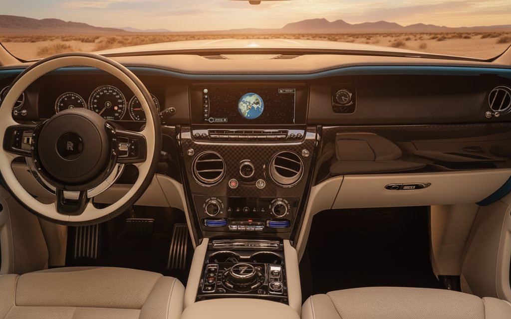 RollsRoyce Cullinan 2024 interior view showing trim – rental in Dubai