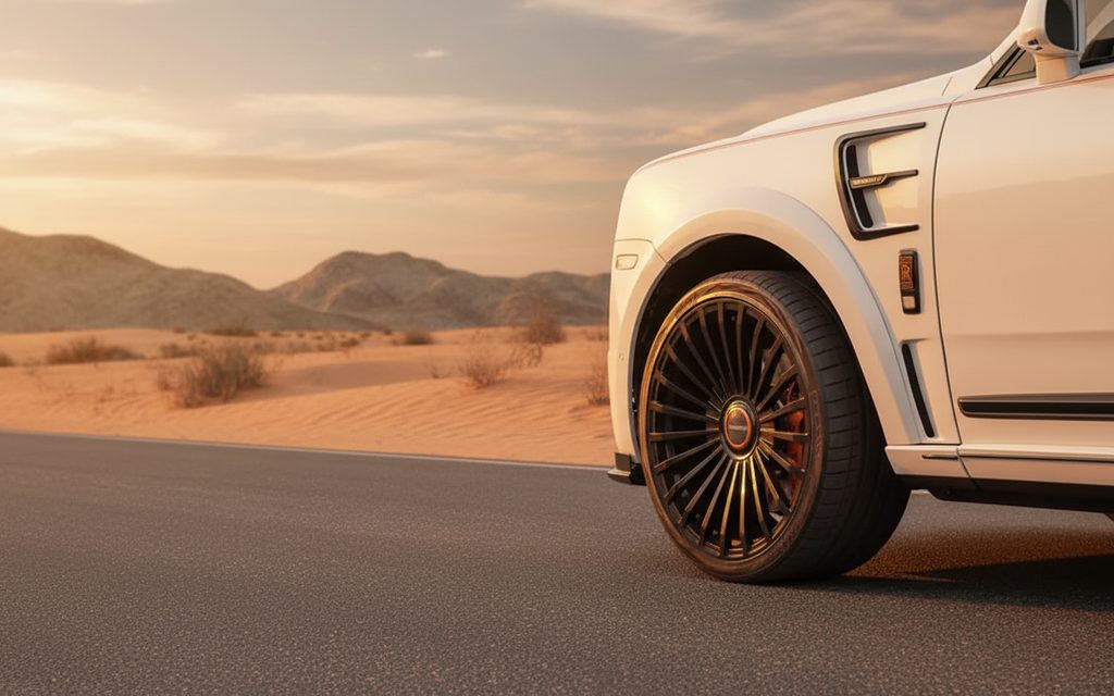RollsRoyce Cullinan 2021 alloy wheel close up – rental in Dubai