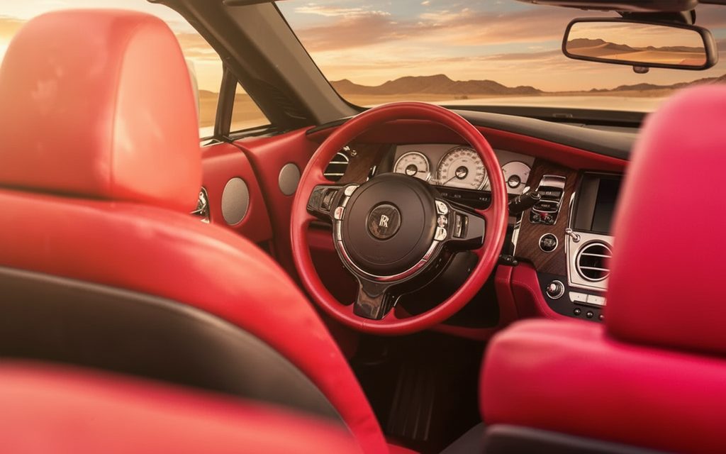 RollsRoyce Dawn 2022 leather seats and cabin – rental in Dubai