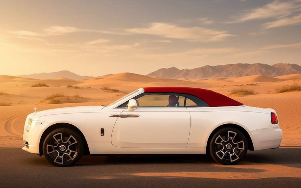 RollsRoyce Dawn 2022 White side profile – rental in Dubai
