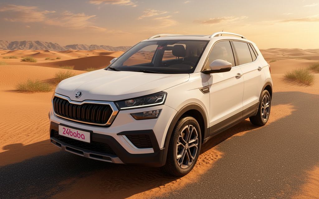 Skoda Kushaq 2023 White rental in Dubai