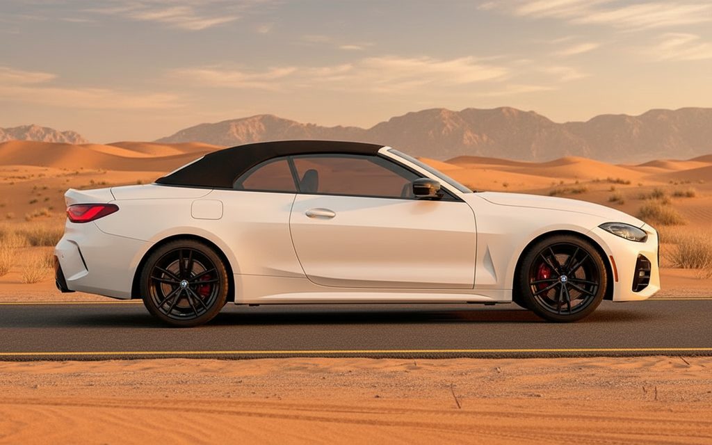 Bmw 430 2024 White side profile – rental in Dubai