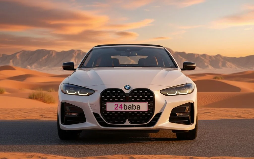 Bmw 430 2024 White front view with headlights – rental in Dubai