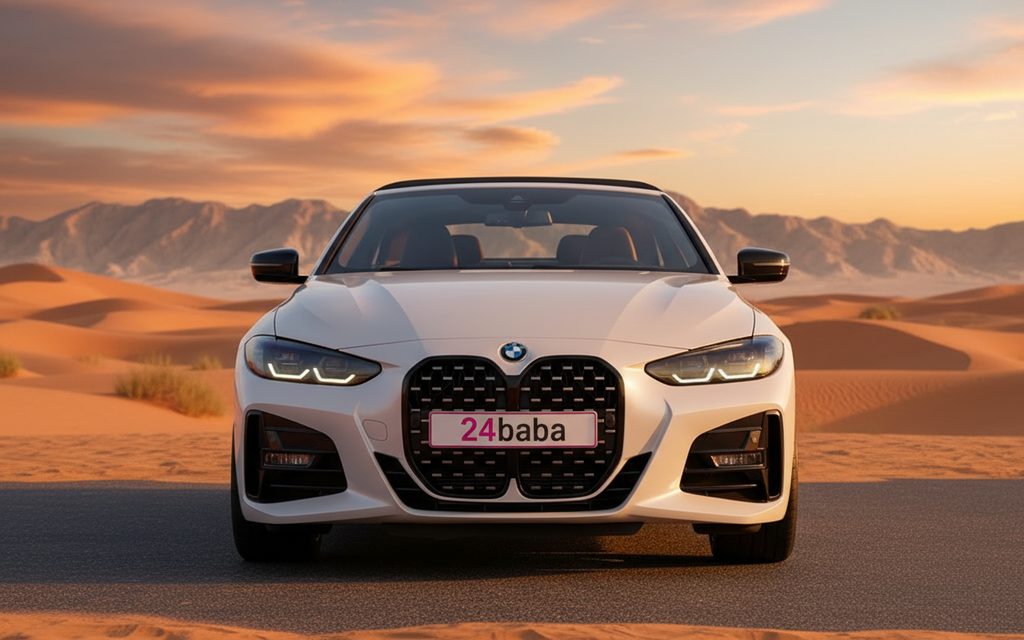 Bmw 430 2024 White front view with headlights – rental in Dubai