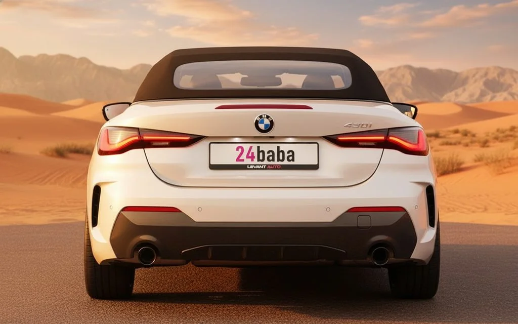 Bmw 430 2024 White rear view showing taillights – rental in Dubai