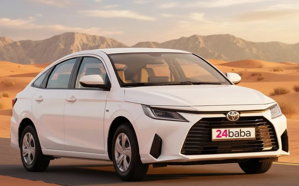 Toyota Yaris 2023 White front view with headlights